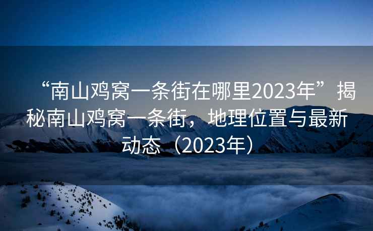 “南山雞窩一條街在哪里2023年”揭秘南山雞窩一條街，地理位置與最新動(dòng)態(tài)（2023年）