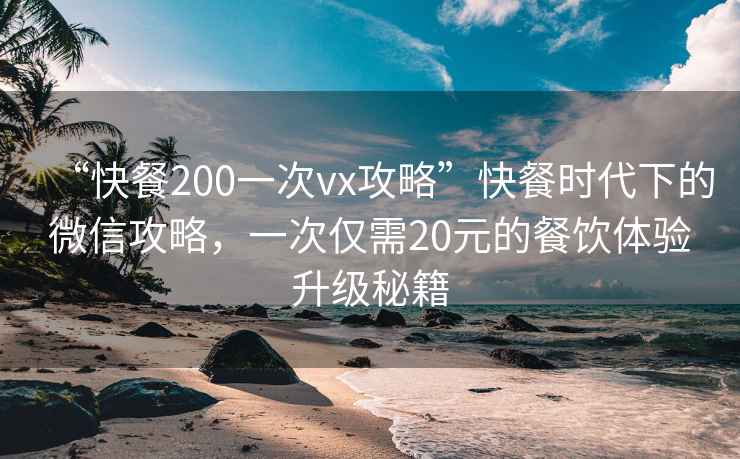 “快餐200一次vx攻略”快餐時代下的微信攻略，一次僅需20元的餐飲體驗升級秘籍
