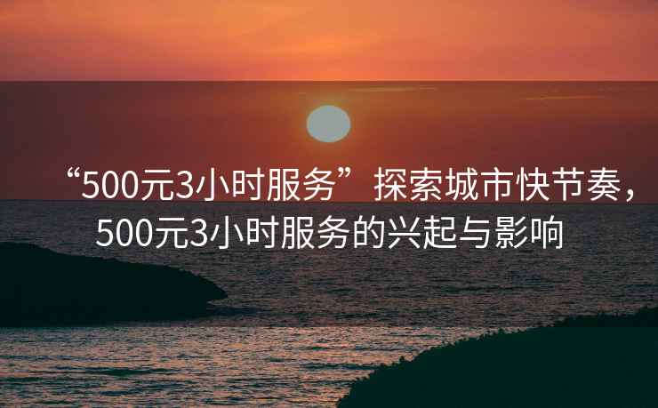 “500元3小時(shí)服務(wù)”探索城市快節(jié)奏，500元3小時(shí)服務(wù)的興起與影響