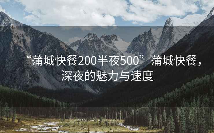 “蒲城快餐200半夜500”蒲城快餐，深夜的魅力與速度